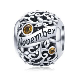 925 Silver November Birthstone Charm